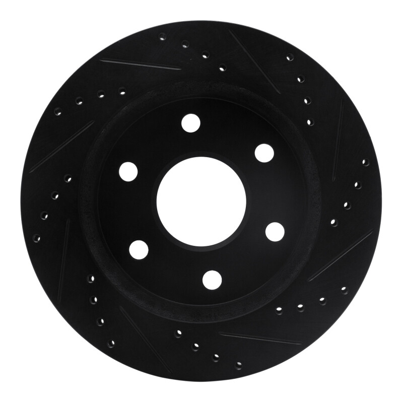 Cadillac Escalade ESV Brake Rotor (1) - Front Left - R1 Concepts - Drilled & Slotted - Black - `99-`08